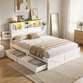 Artiss DOUBLE Bed Frame Storage Drawers White LED Light Charging