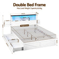 Artiss DOUBLE Bed Frame Storage Drawers White LED Light Charging