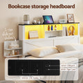 Artiss DOUBLE Bed Frame Storage Drawers White LED Light Charging