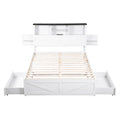 Artiss QUEEN Bed Frame Storage Drawers White Bookcase Headboard LED
