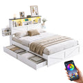Artiss QUEEN Bed Frame Storage Drawers White Bookcase Headboard LED