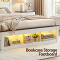 Artiss DOUBLE Bed Frame Storage Bookcase Headboard LED Light White Wood