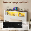 Artiss King Single Bed Frame with Storage Bookcase Headboard and Footboard, White