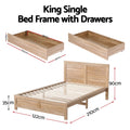 Artiss King Single Size Bed Frame with 2 Drawers Bedroom Furniture