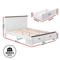 Artiss DOUBLE Bed Frame White 2 Drawer 108cm Headboard Wooden
