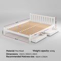 Artiss QUEEN Bed Frame Wooden Platform 2 Storage Drawers White