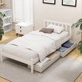 Artiss Single Bed Frame Wood 2 Storage Drawers White