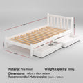 Artiss Single Bed Frame Wood 2 Storage Drawers White