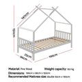 Artiss Wooden Kids Single Bed House Frame White Timber Base