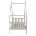 Artiss Wooden Kids Single Bed House Frame White Timber Base
