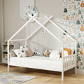 Artiss Wooden Kids Single Bed House Frame White Timber Base