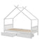 Artiss Single Bed Frame Wooden House Kids White 2 Drawers