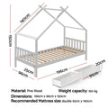 Artiss Single Bed Frame Wooden House Kids White 2 Drawers