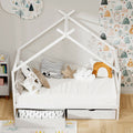 Artiss Single Bed Frame Wooden House Kids White 2 Drawers