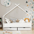 Artiss Single Bed Frame Wooden House Kids White 2 Drawers