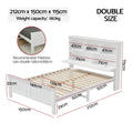 Artiss Wooden Bed Frame Double White 3 Shelf Storage Headboard