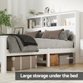 Artiss Wooden Bed Frame Double White 3 Shelf Storage Headboard