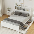 Artiss DOUBLE Bed Frame White Wood with 3 Shelf Headboard