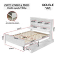 Artiss DOUBLE Bed Frame White Wood with 3 Shelf Headboard