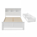 Artiss DOUBLE Bed Frame White Wood with 3 Shelf Headboard