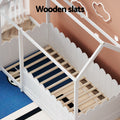 Artiss Single Wooden House Bed Frame White Kids