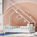 Artiss Single Kids House Bed Frame Wooden White