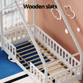 Artiss Single Kids House Bed Frame Wooden White