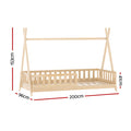 Artiss Kids Wooden House Bed Frame Oak Single