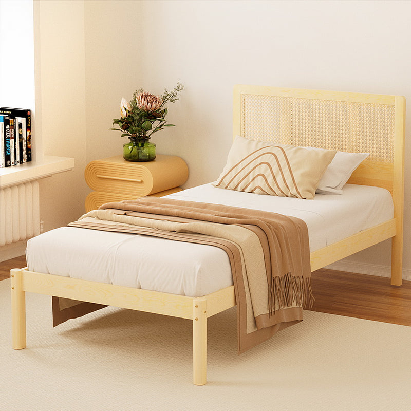 Artiss Single Bed Frame Rattan Wooden RITA