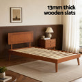 Artiss Single Bed Frame Wooden Walnut Splay Base