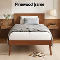 Artiss Single Bed Frame Wooden Walnut Splay Base