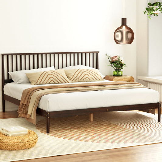 Artiss Bed Frame KING Size Wooden Base Mattress Platform Timber Walnut VISE