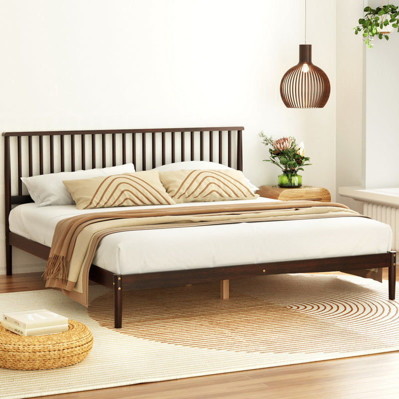 Artiss KING Bed Frame Wooden Timber Walnut Mattress Platform