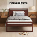 Artiss KING SINGLE Bed Frame Wooden Walnut WITTON