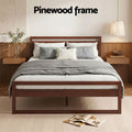 Artiss Bed Frame QUEEN Wooden Walnut WITTON