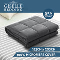 Giselle Weighted Blanket 5KG Adult Grey Cotton Cover