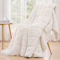 Giselle Faux Fur Weighted Blanket 2 Sided Long Pile Sherpa Reverse Cream 5.5KG 120 x 180cm