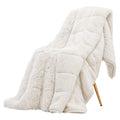 Giselle Faux Fur Weighted Blanket 2 Sided Long Pile Sherpa Reverse Cream 6.8KG 120 x 180cm