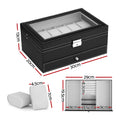 Embellir 12 Grid Watch Box Organizer Jewellery Display Storage Case