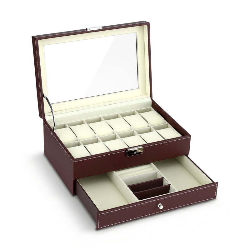 Embellir 12 Grid Watch Box Organiser Jewelry Storage Display Case