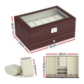 Embellir 12 Grid Watch Box Organiser Jewelry Storage Display Case