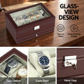 Embellir 12 Grid Watch Box Organiser Jewelry Storage Display Case