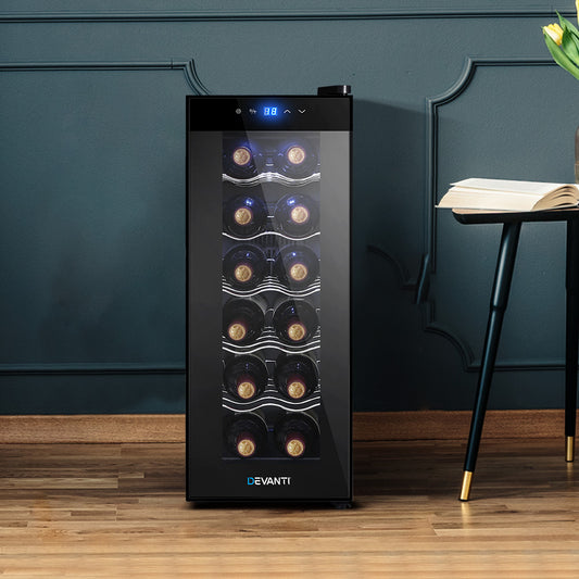 Devanti Wine Fridge Cooler 12 Bottle Capacity