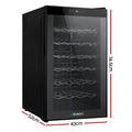 Devanti Wine Fridge Cooler 28 Bottle Black Glass Door