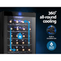 Devanti Wine Fridge Cooler 28 Bottle Black Glass Door