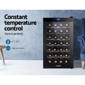 Devanti Wine Fridge Cooler 28 Bottle Black Glass Door