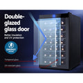 Devanti Wine Fridge Cooler 28 Bottle Black Glass Door