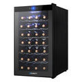 Devanti Wine Fridge Cooler 28 Bottle Black Glass Door