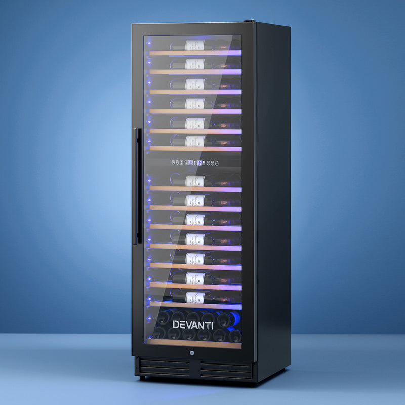Devanti Wine Fridge Cooler Dual Zone 128 Bottle Capacity