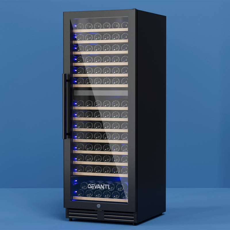 Devanti Wine Fridge Cooler Dual Zone 154 Bottle Capacity